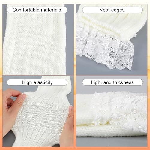 FdcLixuvol White Arm Warmers for Long Sleeve Fingerless Y2K Arm Warmers Knitted Lace Arms Sleeves Cool Girls Arms Covers White Long Goth Fingerless Sleeve for Women thumbnail 3
