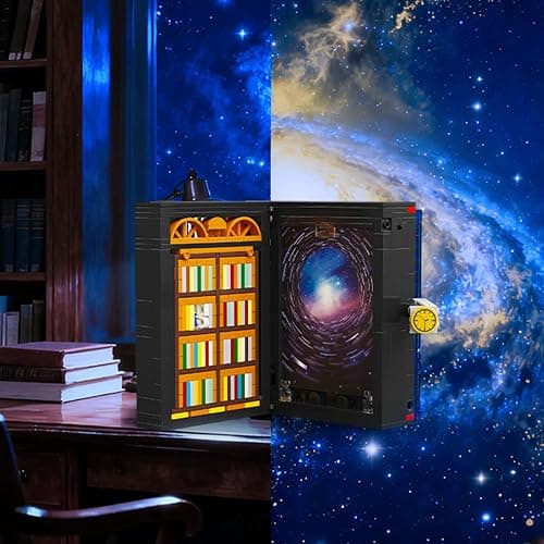 HOGOKIDS Magic Space Book Nook Building Set with LED Light, 945PCS Book Nook Building Block Sets for Bookshelf Home Decor, DIY Miniature Book Model Kit, Christmas Birthday Gifts for Adults Boys Girls thumbnail 4