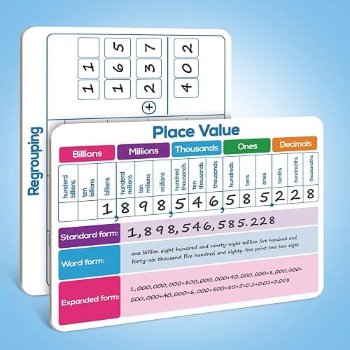 Dry Erase Place Value Whiteboard,9" x 12" Double Sided Dry Erase Boards for Kids for Teaching Place Values from Billions to Decimal Numbers,Math Manipulatives White Board for Students thumbnail 3
