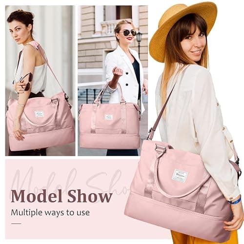 Weekender Bags for Women,Personal Item Travel Bag with Shoes Compartment,Overnight Travel Duffel Bag with Toiletry Bag thumbnail 8