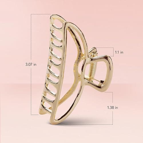 Kitsch Metal Hair Clips for Women - Durable & Elegant Metal Claw Clips, Perfect for Everyday Use & Special Occasions | Ideal Gifts for Women - Gold, 1 Pc thumbnail 2