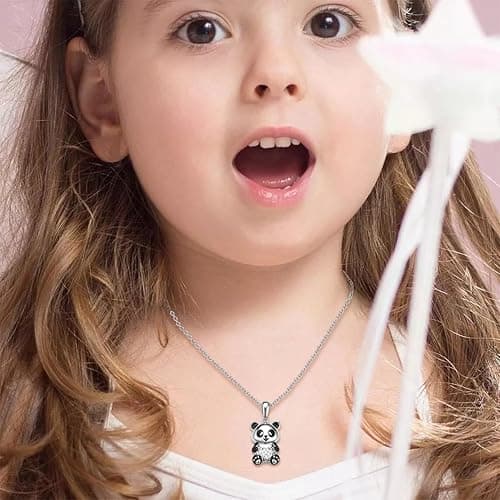 Shuxin Panda Gifts for Girls, Silver Panda Necklace for Kids, Birthday Christmas Graduation Gifts for Teenage Girls, Xmas Stocking Fillers thumbnail 4