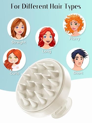 HEETA Scalp Massager Hair Growth, Soft Silicone Scalp Scrubber Shampoo Brush for Exfoliation, Dandruff Removal Head Massage Stress Relax, Wet & Dry Use for Thick Thin Curly Hair Care, Beige thumbnail 6
