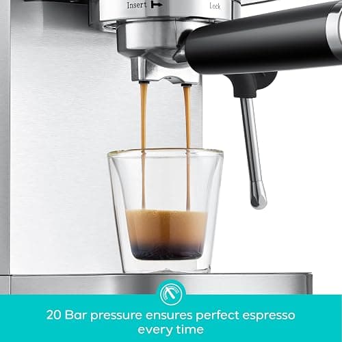 CASABREWS 3700 Essential Espresso Machine 20 Bar, Stainless Steel Cappuccino & Latte Machine with Steam Frother for Home, 43.9oz Water Tank, Silver thumbnail 5