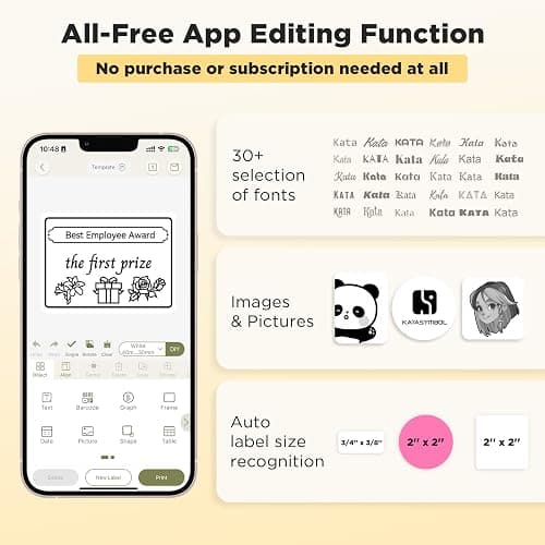 SUPVAN T50M Pro Version 2 Bluetooth Label Maker Machine with 3 Tapes, Wide Waterproof Label, Versatile App with 30+ Fonts and 660+ Icons, Inkless Labeler for Home, Kitchen, School, Office Organization thumbnail 3