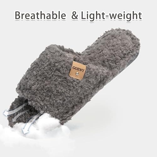 GOEWY Fuzzy Open Toe Slippers for Women Indoor Cozy Memory Foam Slip On House Slides Shoes Gifts for Womens Her Mom thumbnail 5