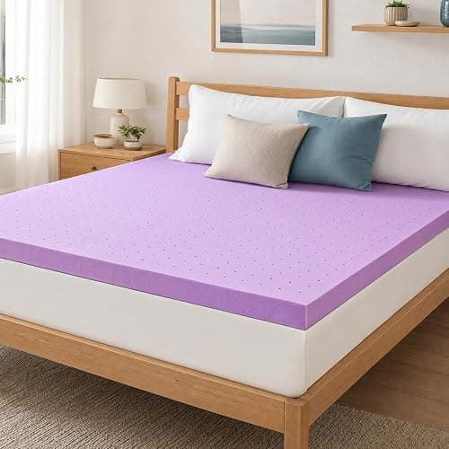 DUMOS 2 Inch Full Mattress Topper Cooling Gel Ventilated Memory Foam | Soft Pressure Relief Mattress Pad, Breathable Bed Topper for Bedroom, RV, and Sofa, CertiPUR-US Certified, Purple - Image 1