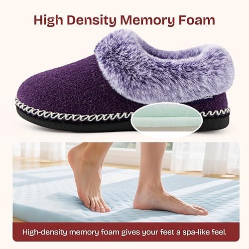 EverFoams Women's Bootie Slippers Warm Soft House Shoes with Fluffy Collar thumbnail 5