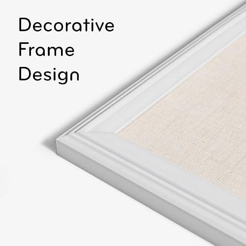 U Brands Farmhouse Linen Bulletin Board, 30" x 20", White Wood Style Frame, Includes Push Pins thumbnail 4