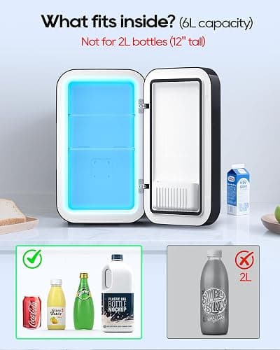BEICHEN Mini Fridge,6 Liter / 8 Can Small Fridge for Bedroom, Car, Office & Dorm, AC100-120 V/DC 12 V Portable Thermoelectric Cooler & Warmer for Skincare, Food, Drinks,Black ﻿ thumbnail 5