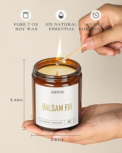 AOOVOO Christmas Candle Set - 4PC Scented Candles, 28 oz Soy Candles, Soy Candle for Home Scented, Balsam Fir/Cedar&Patchouli/Cinnamon&Apple/Vanilla Cake thumbnail 4