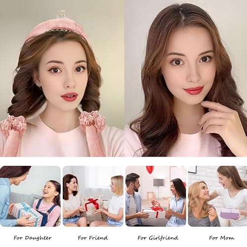 Satin Heatless Curling Set - Hair Rollers for Curls Heatless Hair Curlers & Hot Rollers Hair Curlers to Sleep in Curling Rod Headband Curler (Dreamy Rosy Clouds) thumbnail 7