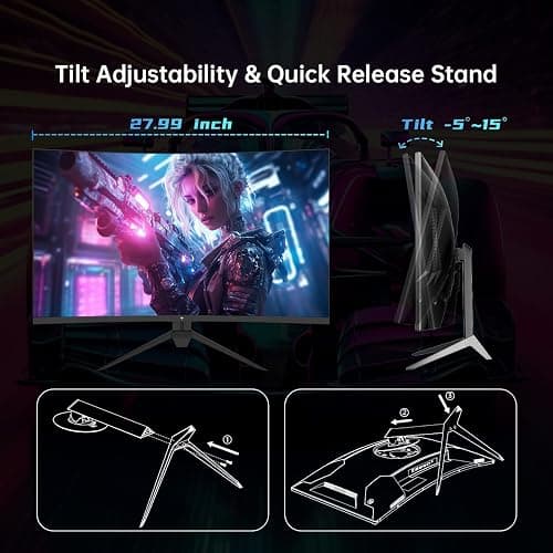 KTC 32 Inch Curved Gaming Monitor, FHD 1080P 165Hz PC Monitor, 1500R, 122% sRGB with HDR, FreeSync Premium, HDMI 2.0x2, DisplayPort 1.4, VESA Compatible, Tilt Adjustable, Eye Care, H32S17C thumbnail 6
