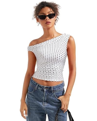 SUUKSESS Women Off Shoulder Tops Sleeveless Shirts Y2K Going Out Crop Tank Top thumbnail 5