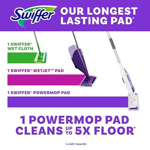 Swiffer PowerMop Multi-Surface Mop Kit for Floor Cleaning, Fresh Scent, Mopping Kit Includes PowerMop, 2 Mopping Pad Refills, 1 Floor Cleaning Solution with Fresh Scent and 2 Batteries thumbnail 4