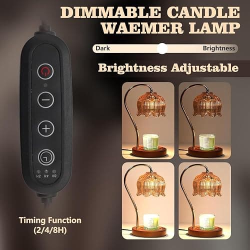 Candle Warmer Lamp with Dimmer - Electric Candle Lamp with Timer for Jar Candles Scented Candles with 2 Bulb thumbnail 5