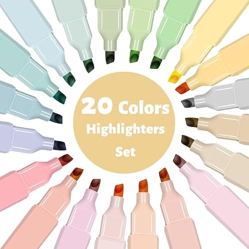 Piochoo Highlighters,20Pcs Highlighters Assorted Colors,Chisel Tip Bible Pens,Pastel Markers for Journaling Planner Notes Graduation Gifts thumbnail 6