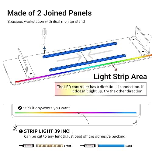 AFOOYO Monitor Stand Riser,31.5-Inch LED Light Wood Computer Monitor Stand with Adjustable Acrylic Legs,Desk Accessories Desktop Organizer Stand for, Computer,Laptop,Printer,PC TV Screen Riser,White thumbnail 6