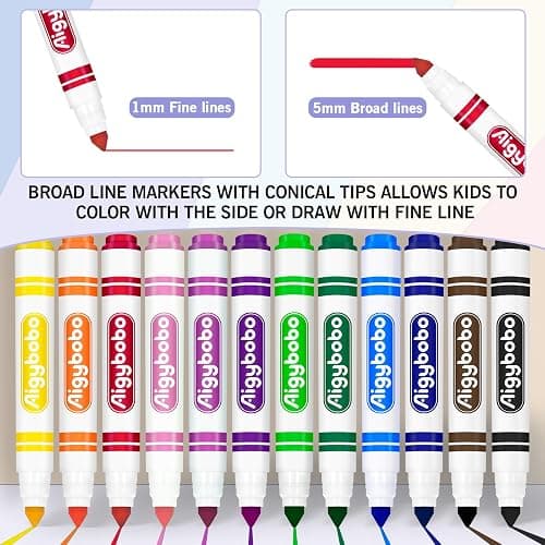 Aigybobo 240 Count Washable Markers Bulk, 12 Assorted Colors, Broad Line Conical Tip Coloring Markers for Kids, Markers Bulk Pack for Classroom, School Art Supplies & Back to School Supplies thumbnail 3