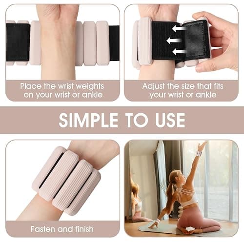 MESUADESI Wrist Weights Set of 2, Wearable Wrist Ankle Weights for Women & Men, Silicone Weighted Bangles Adjustable Arm and Leg Weights for Walking Yoga Pilates Running Dance Gym 2lb thumbnail 6