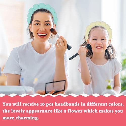 RAISEY 10 Pcs Spa Headband Bulk for Women Makeup Sponge Headband Puffy Hair Band for Washing Face Women Girls (Terry Cloth) thumbnail 5