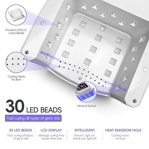 COSCELIA U V Nail Lamp Cordless Rechargeable U V Light for Gel Nails Prossional Automatic Sensor 3 Timer Quick Drying Glitter Nail Dryer Gifts for Women thumbnail 8