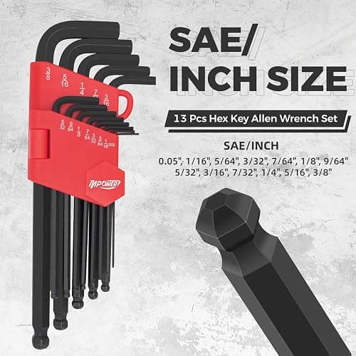 InPower Allen Wrenches Set, 26pcs SAE and Metric Allen Key Set, Long Arm Ball End Hex Key Set Tools for Hex Head Socket Screws - 2 Sets thumbnail 3