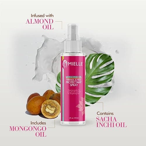 Mielle Organics Mongongo Oil Thermal & Heat Protectant Spray, Protects Hair from Heat Damage, Intense Heat Defense, Curl Pattern Protection, Safe for All Hair Types, 4 Ounce thumbnail 3