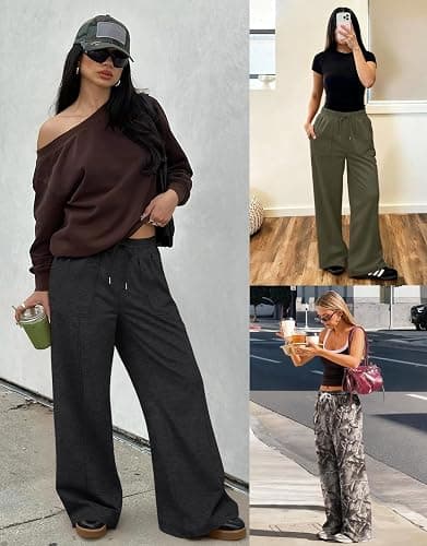 ALIMASHA Womens Wide Leg Sweatpants Baggy Lounge Travel Pants Fall Fashion Outfits 2025 Winter Joggers Clothes thumbnail 4