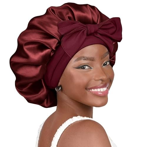 YANIBEST Silk Bonnet for Sleeping Women Adjustable Double Layer Satin Bonnet Reduce Friction Prevent Frizz Natural Curly Hair - Image 1