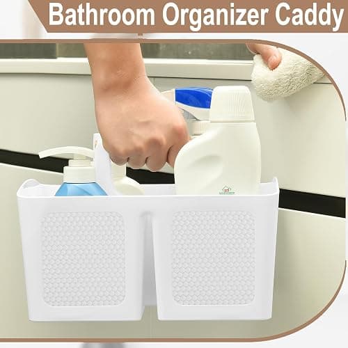 Haundry Plastic White Shower Caddy Basket with 3 Compartments, Portable Divided Bathroom Cleaning Caddy Organizer Storage Tote with Handle for Dorm, College, Room Essentials thumbnail 5