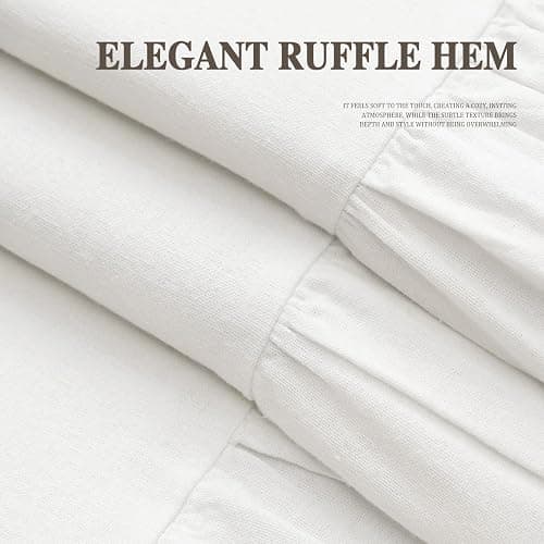 XOGUIBO Farmhouse Shower Curtain with Ruffle Hem Linen White Shower Curtains for Bathroom Country Vintage Rustic Natural Fabric, 72" W x 72" L thumbnail 3