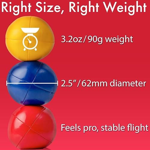 Covelico Juggling Balls, Set of 3 Vibrant Juggling Balls for Beginners - Learn to Juggle with Juggle Balls Suitable for Kids, Teens, & Adults. Beginner & Professional Kit - Stylish Bag & Instructions thumbnail 4