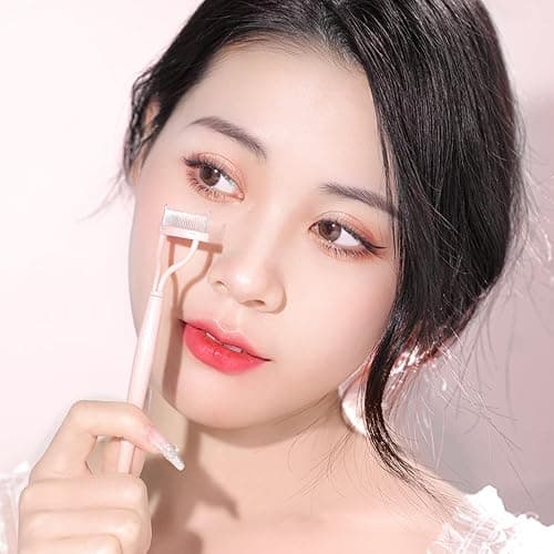 Eyelash Separator Eyelash Comb Lash Separator Tool MSQ Mascara Brush Eyelash Brush Separator Mascara Comb Arc Designed Mascara Applicator With Cover Naked Pink (1PCS) thumbnail 6