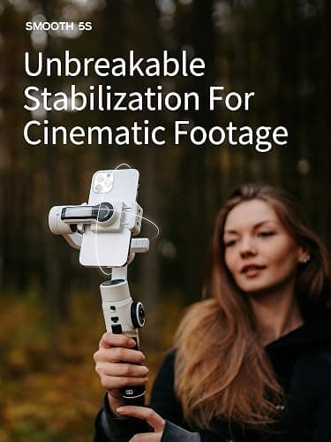 Zhiyun Smooth 5S Phone Gimbal, 3-Axis Smartphone Stabilizer with Built-in Fill Light, AI Face Tracking for iPhone and Android, YouTube TikTok Video, Gray thumbnail 2