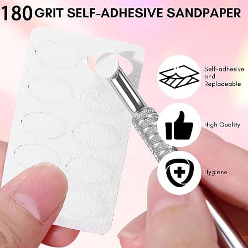 180 Grit Sandpaper Sheets Dual Ended Nail Cuticle Pusher Cuticle Cutter Self-Adhesive Sandpaper for Keratinizer Slant Heads Nail Art Pre Polishing Sandpaper Nail and Foot Salon Home Sandpaper thumbnail 9