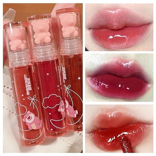 Blopuivo 6 Colors Bear Lip Gloss,Jelly Lip Glaze,Cute Liquid Lipstick Bear Lip Stain Watery Lipgloss Plumping Lip Tint Moisturizing Waterproof Long Lasting for Lip and Cheek thumbnail 4