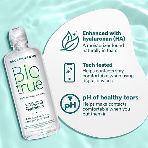 Biotrue Contact Solution, Multi-Purpose Solution with Lens Case, Cleans, Conditions, Hydrates, Disinfects, Removes Protein, Dirt & Debris, Contact Lens Cleaner & Storage, 10 Fl Oz (Pack of 2) thumbnail 4