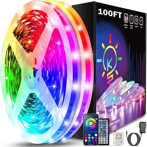 Keepsmile 100ft Led Strip Lights (2 Rolls of 50ft) Bluetooth App Control Led Lights Strip with Remote Music Sync Color Changing RGB Led Lights for Bedroom Room Home Christmas Decor (Lumiere Led 30M) - Image 1