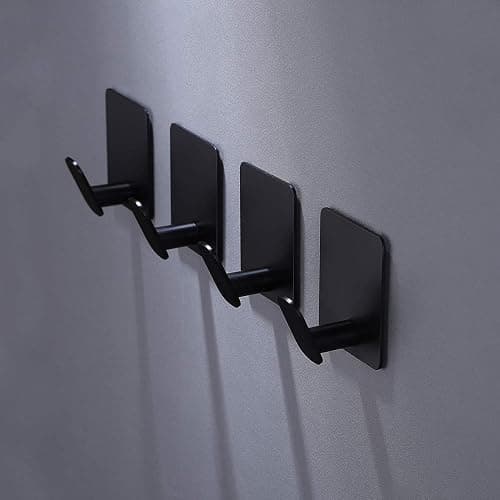 DELITON 26lb Heavy Duty Adhesive Towel Hooks, No-Damage 4 Pack Matte Black | High quality stainless steel, Strong adhesion, Suitable for bathroom kitchen for hanging coats bathrobes utensils umbrellas thumbnail 2