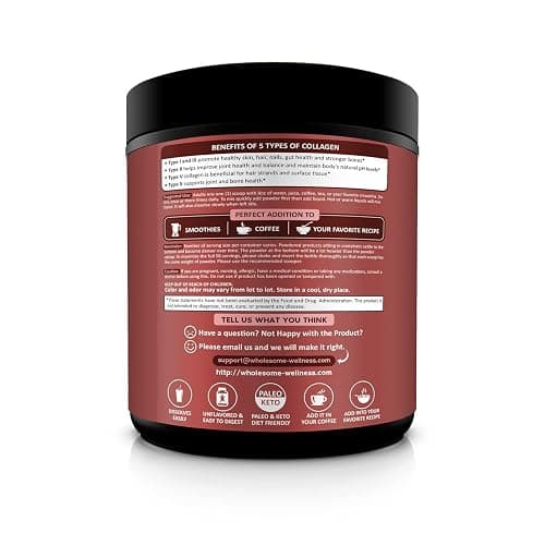 Wholesome Wellness Premium Multi Collagen Peptides Protein Powder for Women and Men, 5 Types of Hydrolyzed Collagen, Grass-Fed, Non-GMO & Unflavored, Pure Protein for Youthful Skin & Joint Recovery thumbnail 3