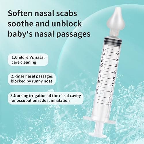 Baby Nasal Aspirator, 10ml Syringe Nasal Irrigator, Reusable Silicone Nasal Suction Tip, Nasal Syringe for Baby, Nose Cleaner Rinsing Device (2PCS) thumbnail 5