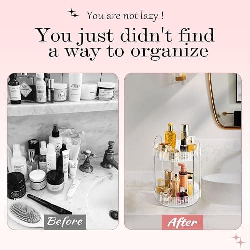ALUYUYO Rotating Makeup Organizer, 360° Spinning Makeup Storage Holder Rack, Dresser Bathroom Organizer Countertop, Large Capacity Perfume Skincare Lipstick Organizer for Vanity.(2 Tiers, Transparent) thumbnail 4