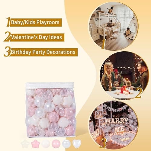 TRENDPLAY Ball Pit Balls Star and Heart Shapes for Toddlers - 50 100 200 500 Count Plastic Balls for Ball Pit Fun and Play thumbnail 8