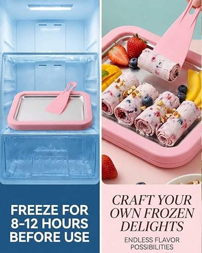 Rolled Ice Cream Maker, DIY Ice Cream Roll Tray | DIY Kit, Ice Cream Rolls, Homemade Desserts, Roll Tray Included, Fun for All Ages thumbnail 3