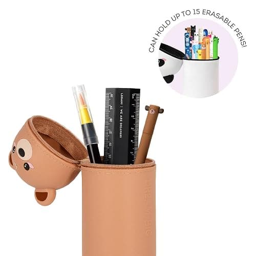 Legami - Estuche escolar Kawaii 2 en 1 de silicona blanda, tema Teddy, portabolígrafos de mesa, cremallera, lápices de colores rotuladores, H 18,5 cm thumbnail 3