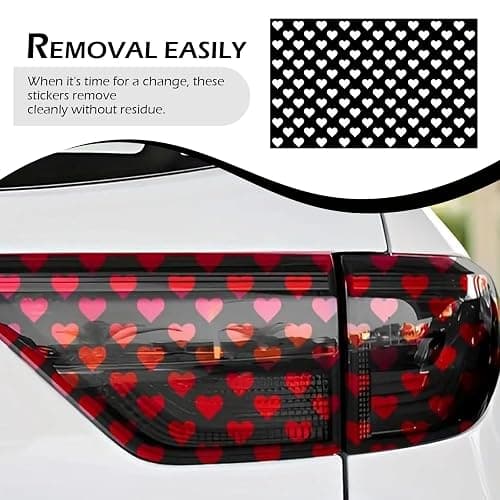 Bawkars 2 PCS Car Heart Rear Tail Light Stickers, 18.9" L x 11.81" Waterproof Heart Pattern Taillight Stickers, Self-Adhesive PVC Cute Decorative Decals, Universal for Most Cars (Black) thumbnail 6