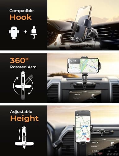 LISEN CD Phone Holder for Car iPhone 17 Adjustable CD Slot Phone Mount Holder Sturdy Cell Phones Holders for Your Car Accessories for Samsung Galaxy S25 S24 iPhone 16 15 Pro Max All Phones thumbnail 2