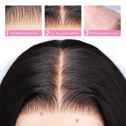 Pizazz 13x6 HD Lace Front Wigs Human hair Pre Plucked 180 Density Brazilian Body Wave Frontal Wigs Human Hair with Baby Hair Natural Hairline Natural Black Color 18 Inch thumbnail 5