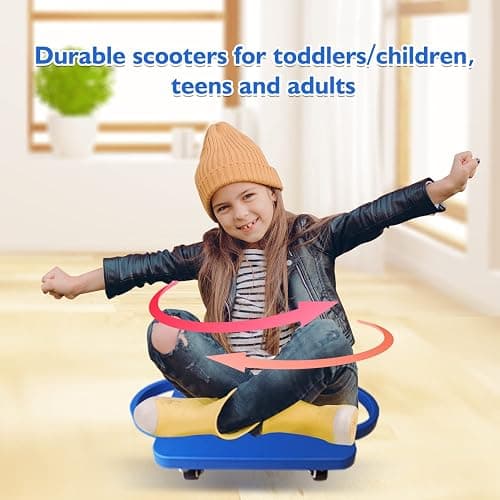 GSE Games & Sports Expert Gym Floor Scooter Board with Handles, Sitting Scooter for Kids Indoor Play Equipment, Fun Scoot Board with Non-Marring Plastic Casters for Children thumbnail 5